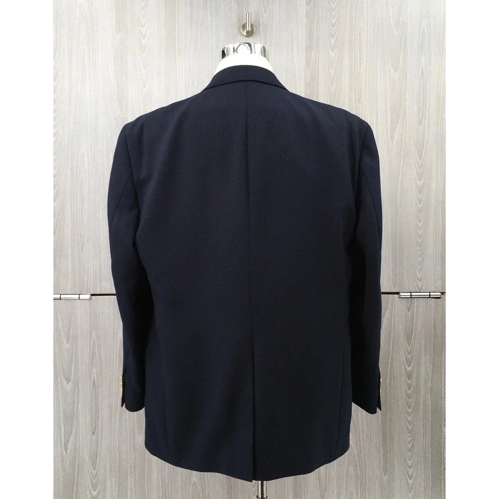 Stafford Men's Wool Blend Gold Button Blazer Blue Size:‎ 46R